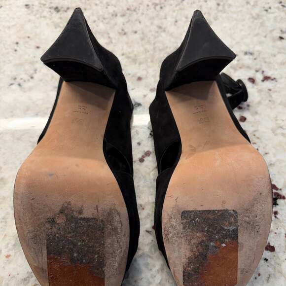 Diane von Furstenberg Sz 7 Black Suede Knotted Heidi Slingback Platform Sandal - Picture 5 of 7